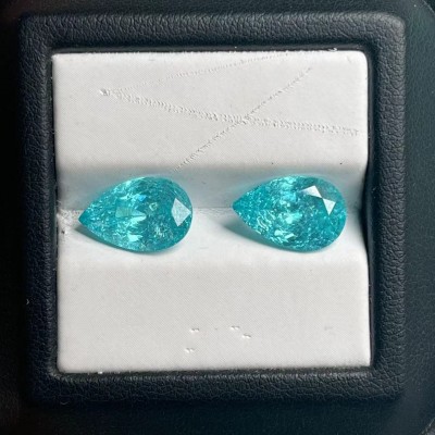 Ruif Jewelry Popular Lab Grown Paraiba Sapphire Loose Crushed Ice Cutting 8x11mm/8x12.5mm Pear Shape Semi-precious Stone Sales 