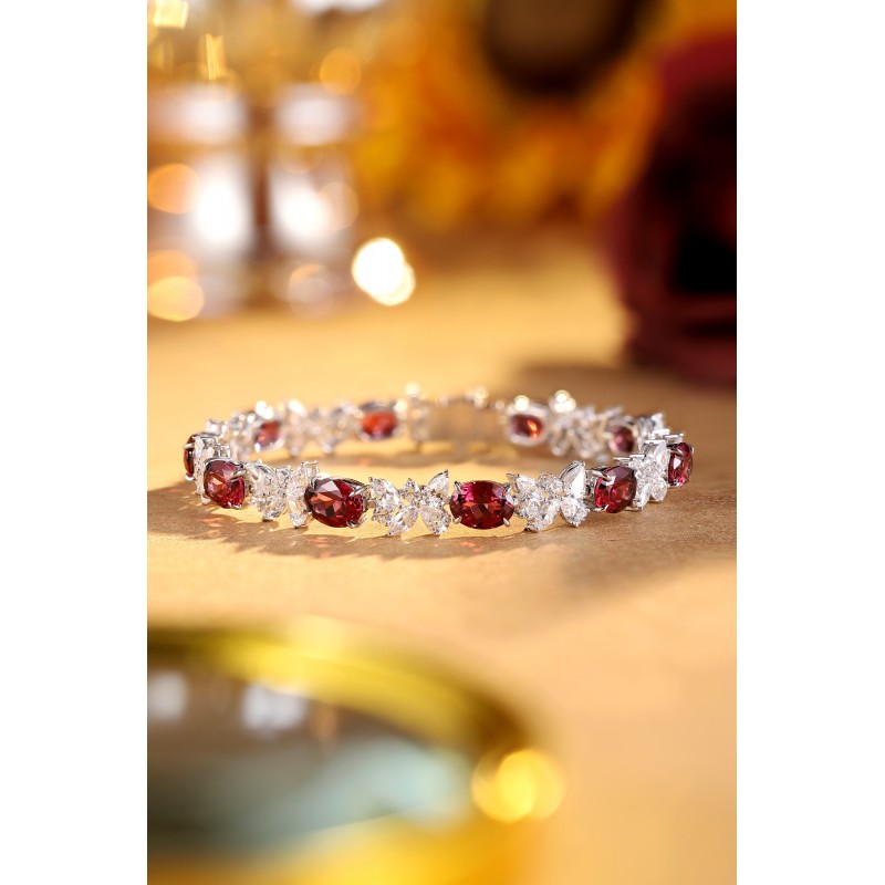 Ruif Jewelry Classic Design S925 Silver 15.83ct Natural Garnet Oval Shape Bracelet Gemstone Jewelry Ruif Jewelry Classic Design S925 Silver 15.83ct Natural Garnet Oval Shape Bracelet Gemstone Jewelry