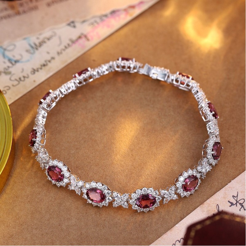 Ruif Jewelry Classic Design S925 Silver 11.185ct Natural Garnet Oval Shape Bracelet Gemstone Jewelry Ruif Jewelry Classic Design S925 Silver 11.185ct Natural Garnet Oval Shape Bracelet Gemstone Jewelry