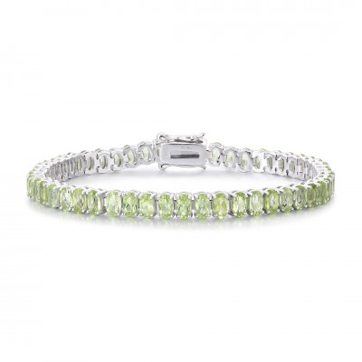 Ruif Jewelry Classic Design Olive S925 Silver 8.98ct Natural Peridot Oval Shape 3x5mm Bracelet Gemstone Jewelry
