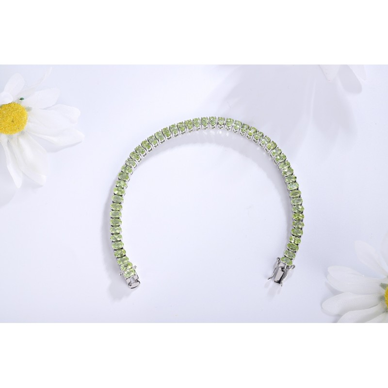 Ruif Jewelry Classic Design Olive S925 Silver 8.98ct Natural Peridot Oval Shape 3x5mm Bracelet Gemstone Jewelry Ruif Jewelry Classic Design Olive S925 Silver 8.98ct Natural Peridot Oval Shape 3x5mm Bracelet Gemstone Jewelry