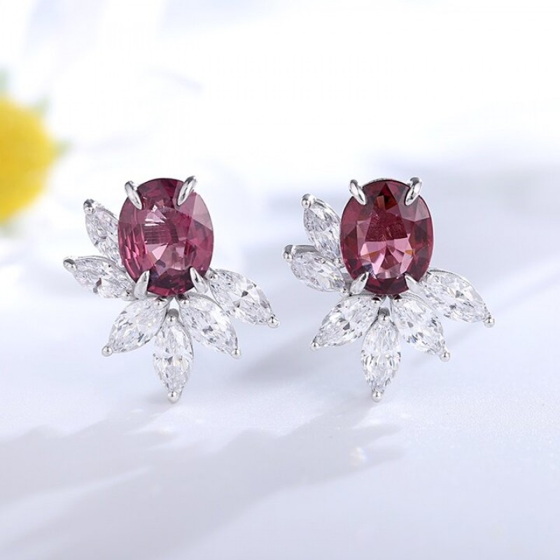 Ruif Jewelry Classic Design S925 Silver 6.44ct Natural Garnet/5.72ct Natural Peridot Earrings Gemstone Jewelry Ruif Jewelry Classic Design S925 Silver 6.44ct Natural Garnet/5.72ct Natural Peridot Earrings Gemstone Jewelry