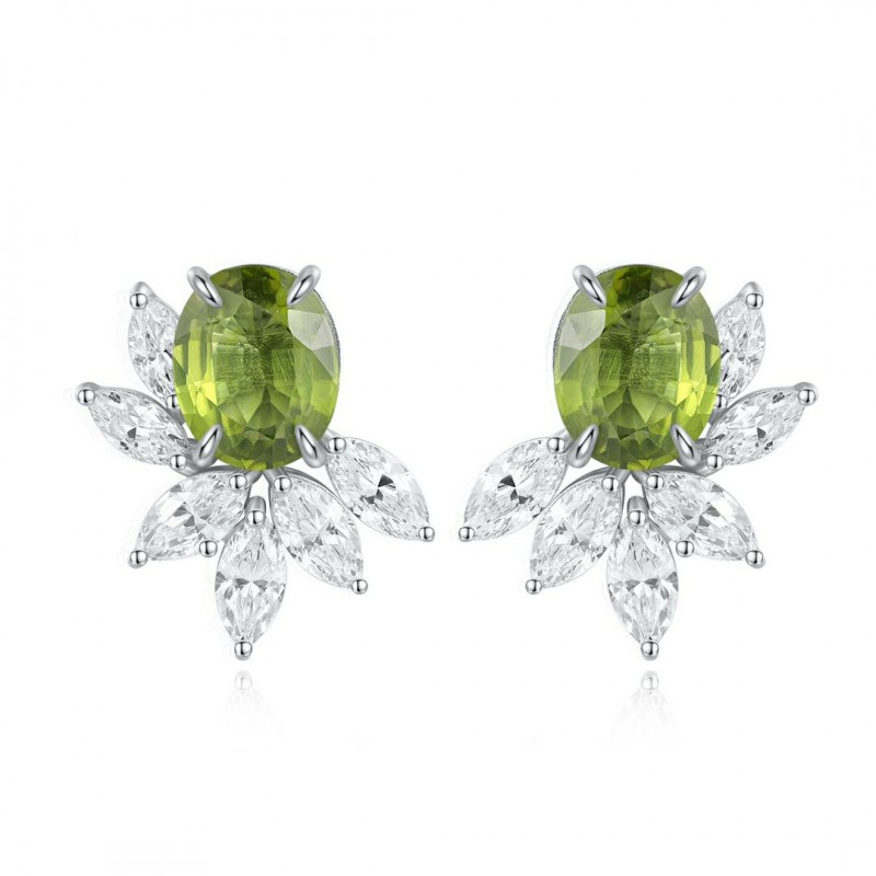 Ruif Jewelry Classic Design S925 Silver 6.44ct Natural Garnet/5.72ct Natural Peridot Earrings Gemstone Jewelry Ruif Jewelry Classic Design S925 Silver 6.44ct Natural Garnet/5.72ct Natural Peridot Earrings Gemstone Jewelry