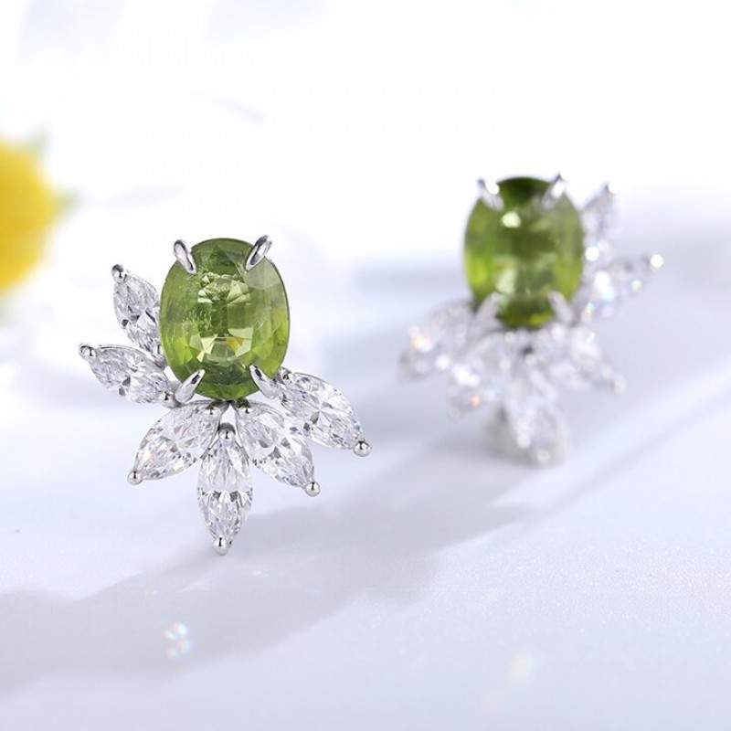 Ruif Jewelry Classic Design S925 Silver 6.44ct Natural Garnet/5.72ct Natural Peridot Earrings Gemstone Jewelry Ruif Jewelry Classic Design S925 Silver 6.44ct Natural Garnet/5.72ct Natural Peridot Earrings Gemstone Jewelry