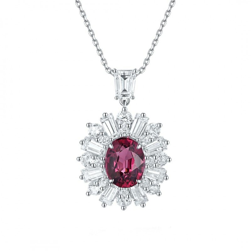 Ruif Jewelry Classic Design S925 Silver 1.84ct Natural Garnet Necklace Gemstone Jewelry Ruif Jewelry Classic Design S925 Silver 1.84ct Natural Garnet Necklace Gemstone Jewelry