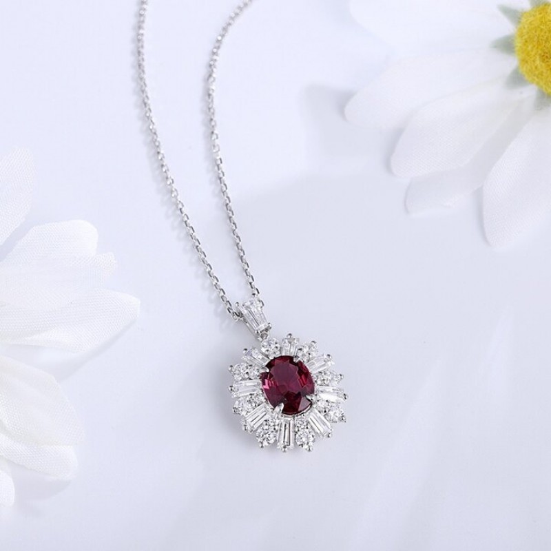 Ruif Jewelry Classic Design S925 Silver 1.84ct Natural Garnet Necklace Gemstone Jewelry Ruif Jewelry Classic Design S925 Silver 1.84ct Natural Garnet Necklace Gemstone Jewelry