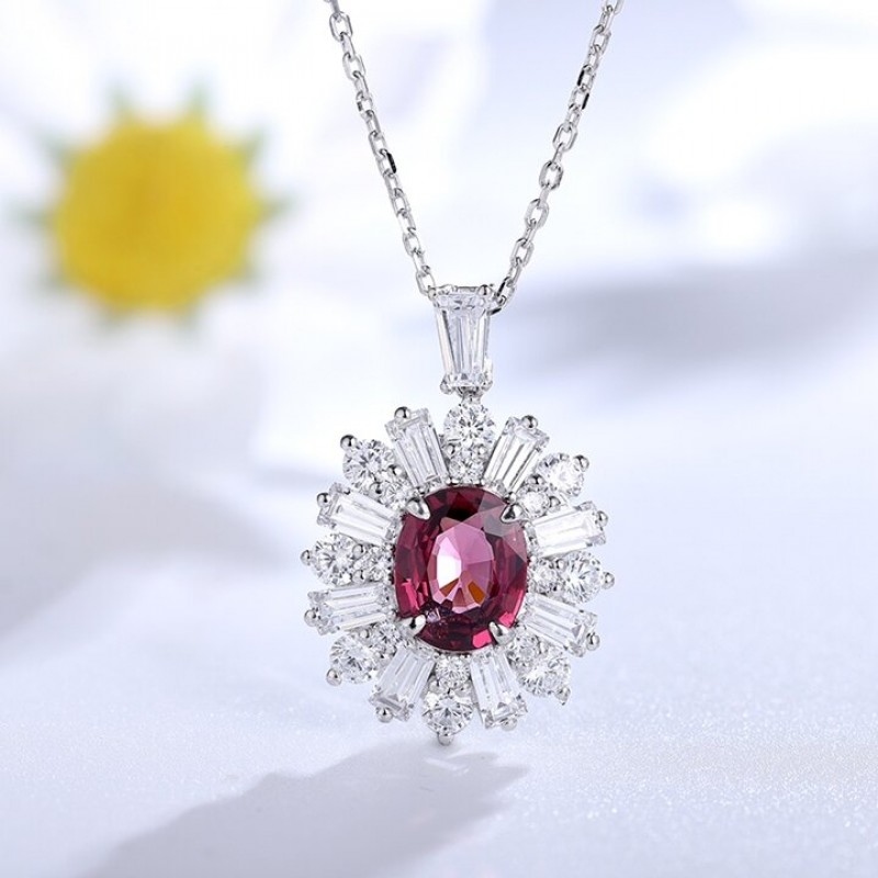 Ruif Jewelry Classic Design S925 Silver 1.84ct Natural Garnet Necklace Gemstone Jewelry Ruif Jewelry Classic Design S925 Silver 1.84ct Natural Garnet Necklace Gemstone Jewelry