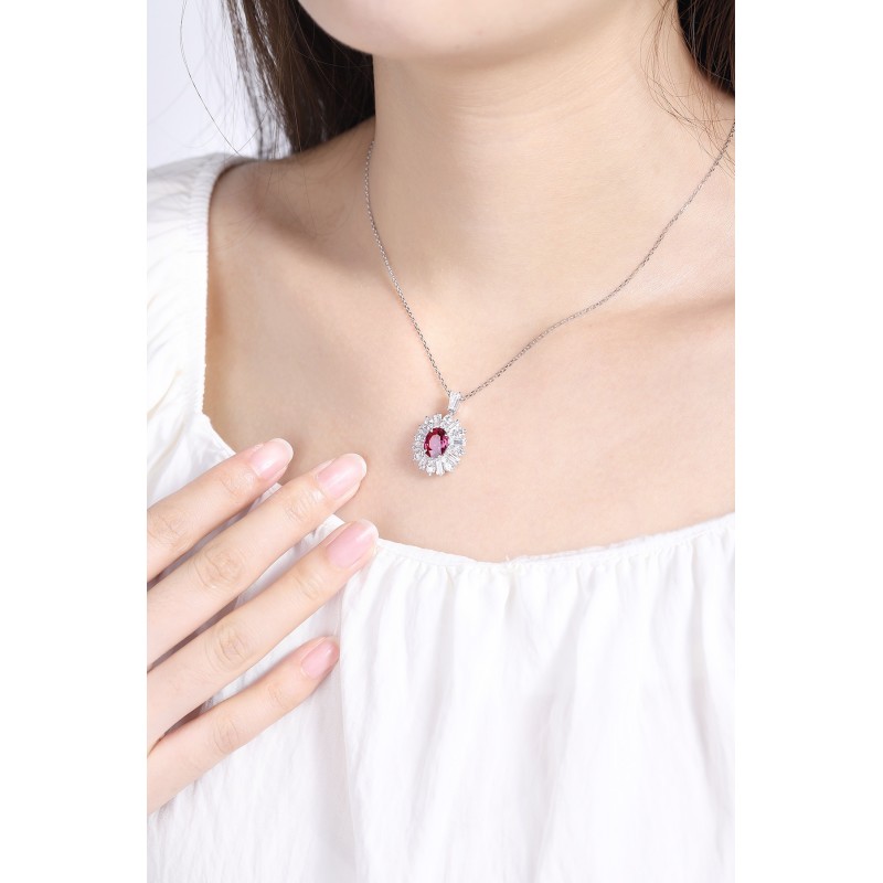 Ruif Jewelry Classic Design S925 Silver 1.84ct Natural Garnet Necklace Gemstone Jewelry Ruif Jewelry Classic Design S925 Silver 1.84ct Natural Garnet Necklace Gemstone Jewelry