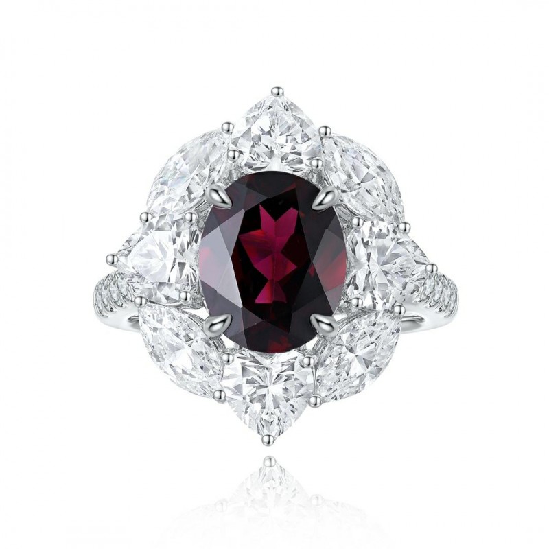Ruif Jewelry Classic Design S925 Silver 3.28ct Natural Garnet Ring Gemstone Jewelry Ruif Jewelry Classic Design S925 Silver 3.28ct Natural Garnet Ring Gemstone Jewelry