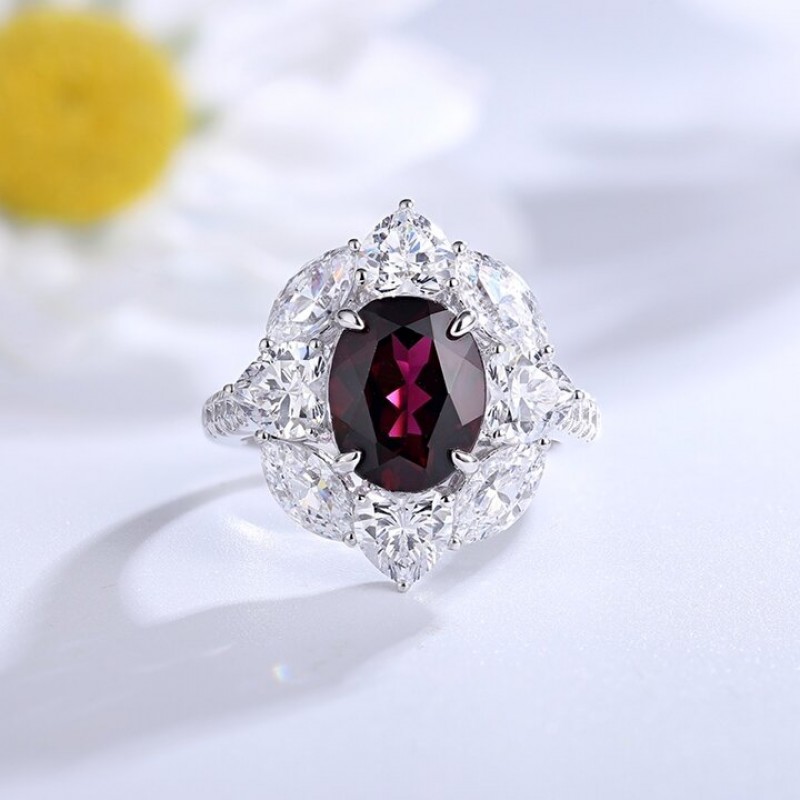 Ruif Jewelry Classic Design S925 Silver 3.28ct Natural Garnet Ring Gemstone Jewelry Ruif Jewelry Classic Design S925 Silver 3.28ct Natural Garnet Ring Gemstone Jewelry