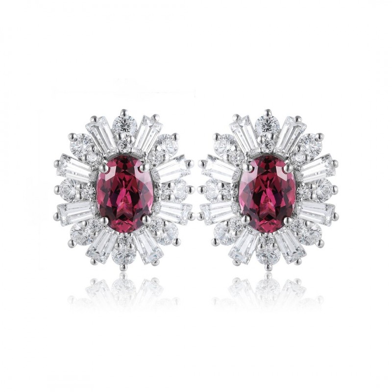 Ruif Jewelry Classic Design S925 Silver 2.05ct Natural Garnet Earrings Gemstone Jewelry