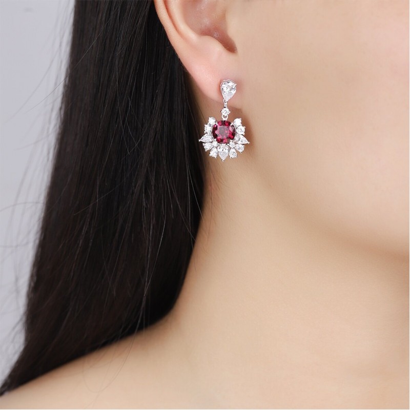 Ruif Jewelry Classic Design S925 Silver 4.98ct Natural Garnet Earrings Gemstone Jewelry Ruif Jewelry Classic Design S925 Silver 4.98ct Natural Garnet Earrings Gemstone Jewelry