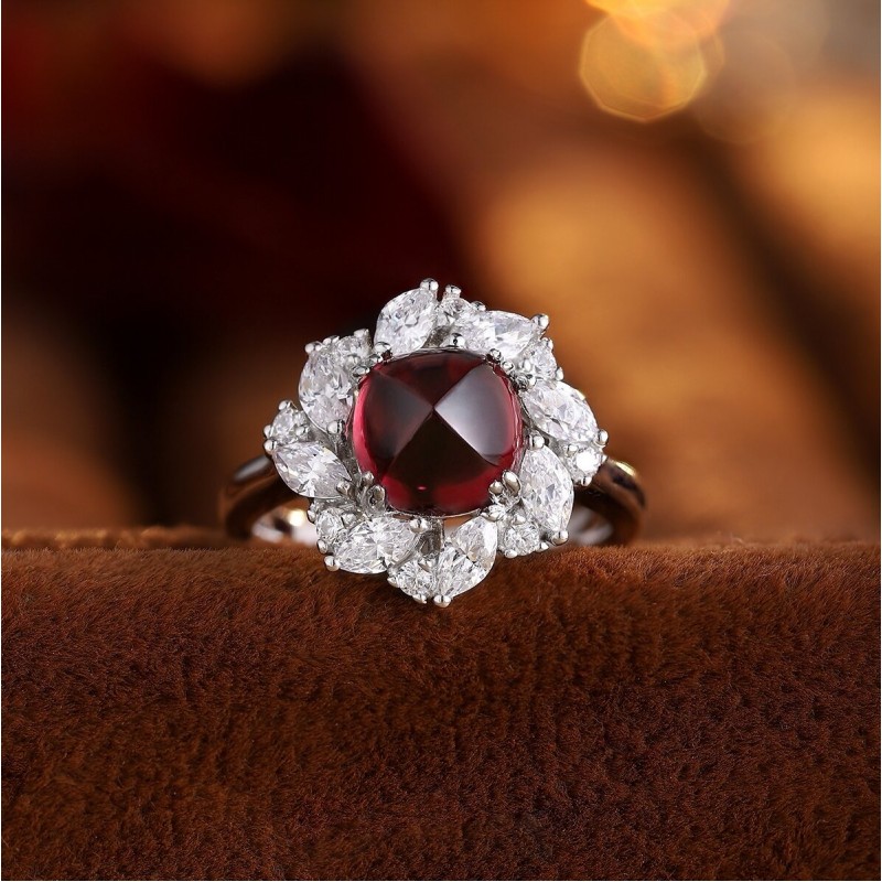 Ruif Jewelry Classic Design S925 Silver 3.32ct Natural Garnet Ring Gemstone Jewelry Ruif Jewelry Classic Design S925 Silver 3.32ct Natural Garnet Ring Gemstone Jewelry