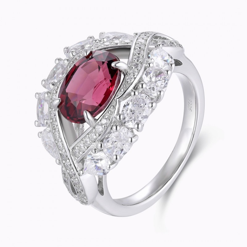 Ruif Jewelry Classic Design S925 Silver 2.56ct Natural Garnet Ring Gemstone Jewelry Ruif Jewelry Classic Design S925 Silver 2.56ct Natural Garnet Ring Gemstone Jewelry