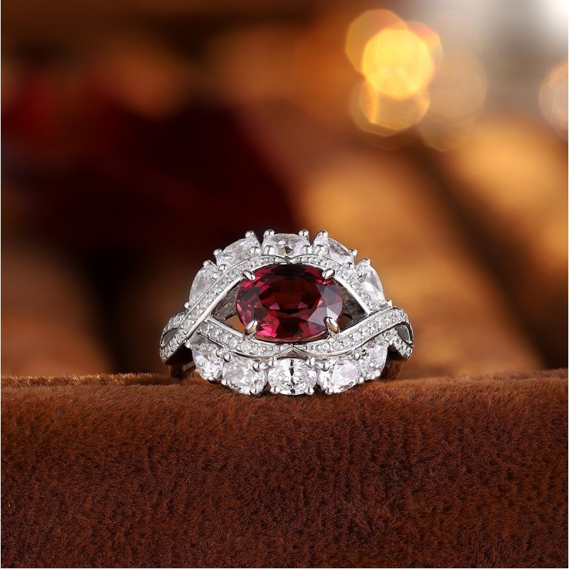 Ruif Jewelry Classic Design S925 Silver 2.56ct Natural Garnet Ring Gemstone Jewelry Ruif Jewelry Classic Design S925 Silver 2.56ct Natural Garnet Ring Gemstone Jewelry