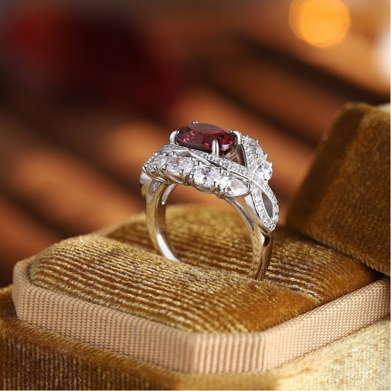 Ruif Jewelry Classic Design S925 Silver 2.56ct Natural Garnet Ring Gemstone Jewelry Ruif Jewelry Classic Design S925 Silver 2.56ct Natural Garnet Ring Gemstone Jewelry