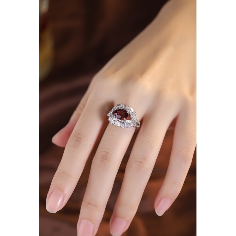 Ruif Jewelry Classic Design S925 Silver 2.56ct Natural Garnet Ring Gemstone Jewelry Ruif Jewelry Classic Design S925 Silver 2.56ct Natural Garnet Ring Gemstone Jewelry