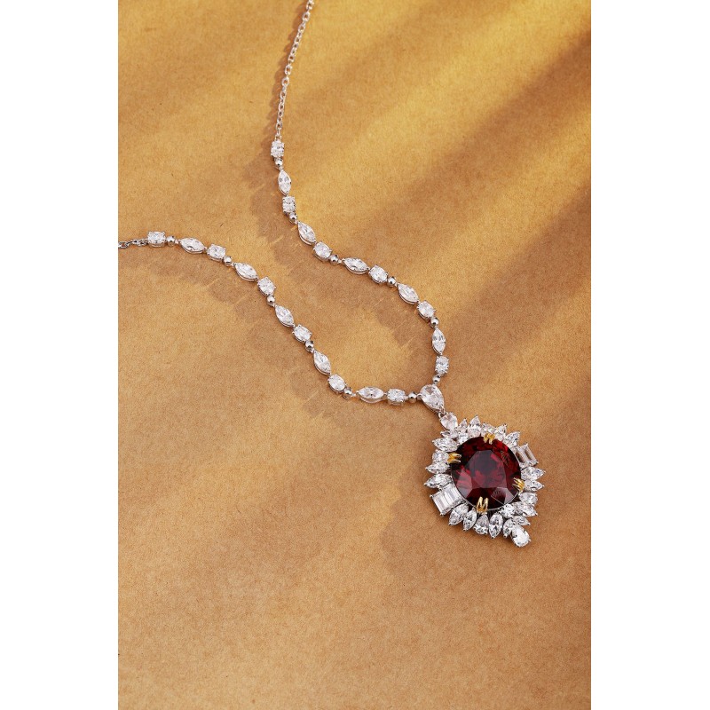 Ruif Jewelry Classic Design S925 Silver 18.68ct Natural Garnet Necklace Gemstone Jewelry Ruif Jewelry Classic Design S925 Silver 18.68ct Natural Garnet Necklace Gemstone Jewelry