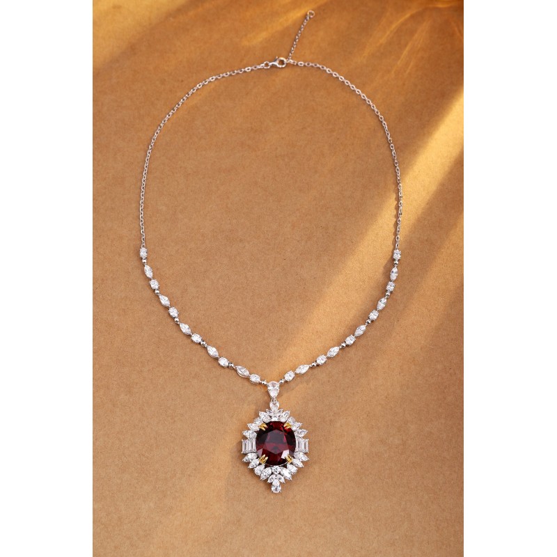 Ruif Jewelry Classic Design S925 Silver 18.68ct Natural Garnet Necklace Gemstone Jewelry Ruif Jewelry Classic Design S925 Silver 18.68ct Natural Garnet Necklace Gemstone Jewelry
