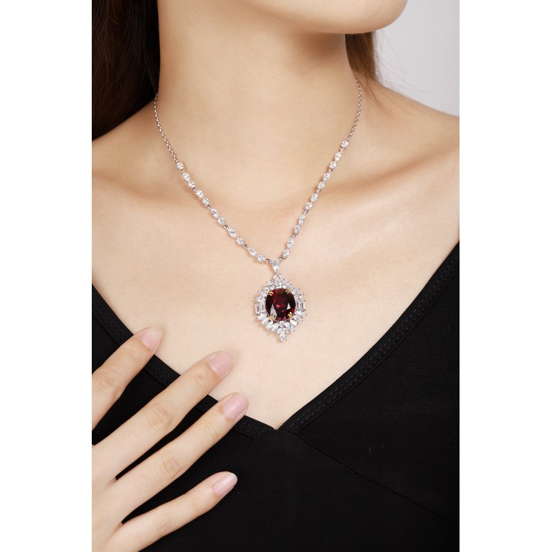 Ruif Jewelry Classic Design S925 Silver 18.68ct Natural Garnet Necklace Gemstone Jewelry Ruif Jewelry Classic Design S925 Silver 18.68ct Natural Garnet Necklace Gemstone Jewelry