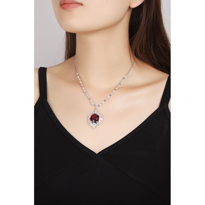 Ruif Jewelry Classic Design S925 Silver 18.68ct Natural Garnet Necklace Gemstone Jewelry Ruif Jewelry Classic Design S925 Silver 18.68ct Natural Garnet Necklace Gemstone Jewelry