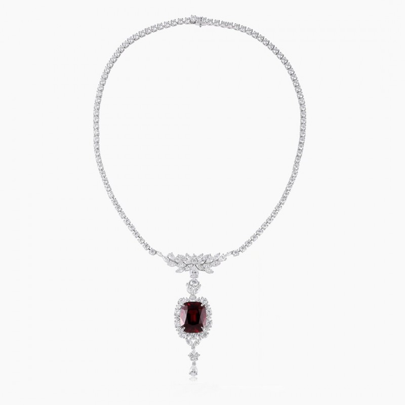 Ruif Jewelry Classic Design S925 Silver 20.35ct Natural Garnet Necklace Gemstone Jewelry Ruif Jewelry Classic Design S925 Silver 20.35ct Natural Garnet Necklace Gemstone Jewelry