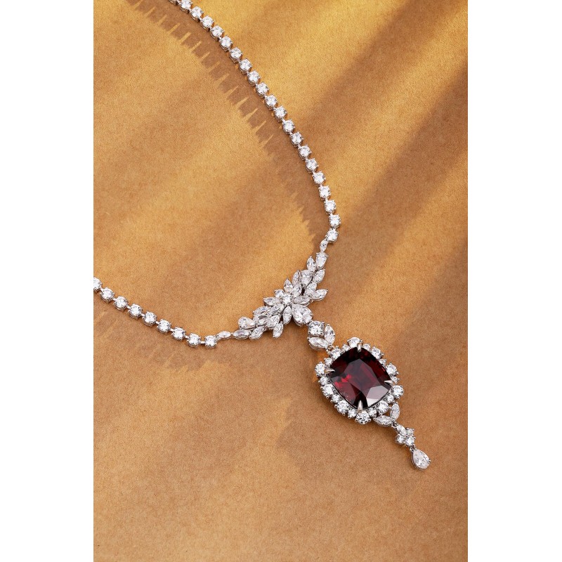 Ruif Jewelry Classic Design S925 Silver 20.35ct Natural Garnet Necklace Gemstone Jewelry Ruif Jewelry Classic Design S925 Silver 20.35ct Natural Garnet Necklace Gemstone Jewelry