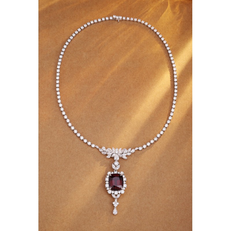 Ruif Jewelry Classic Design S925 Silver 20.35ct Natural Garnet Necklace Gemstone Jewelry Ruif Jewelry Classic Design S925 Silver 20.35ct Natural Garnet Necklace Gemstone Jewelry