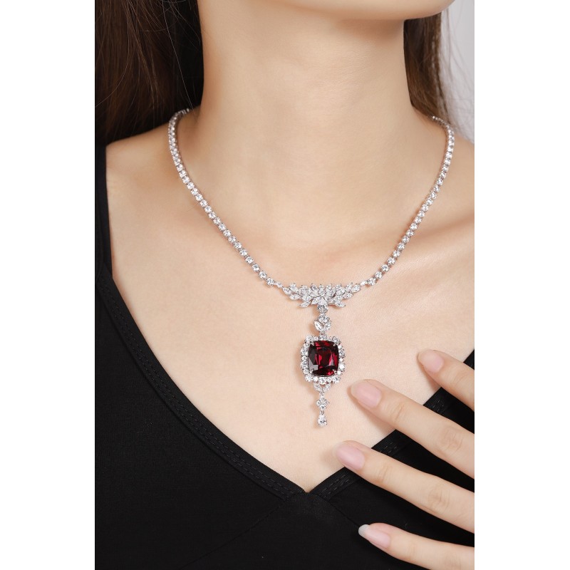 Ruif Jewelry Classic Design S925 Silver 20.35ct Natural Garnet Necklace Gemstone Jewelry Ruif Jewelry Classic Design S925 Silver 20.35ct Natural Garnet Necklace Gemstone Jewelry