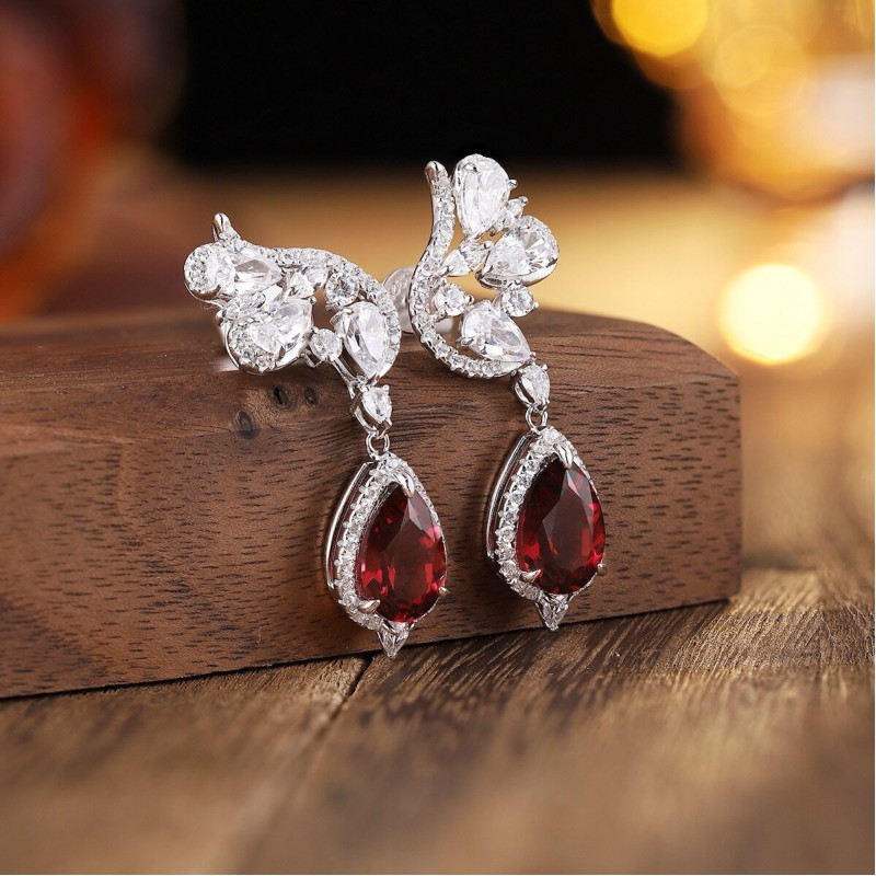 Ruif Jewelry Classic Design S925 Silver 4.92ct Natural Garnet Earrings Gemstone Jewelry Ruif Jewelry Classic Design S925 Silver 4.92ct Natural Garnet Earrings Gemstone Jewelry