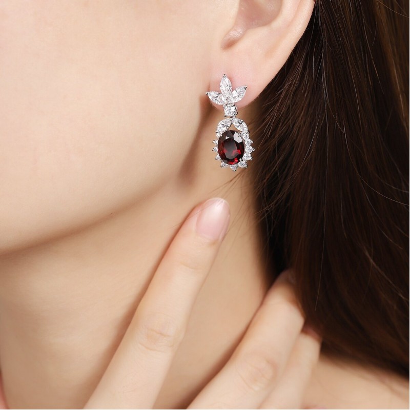 Ruif Jewelry Classic Design S925 Silver 7.71ct Natural Garnet Earrings Gemstone Jewelry Ruif Jewelry Classic Design S925 Silver 7.71ct Natural Garnet Earrings Gemstone Jewelry