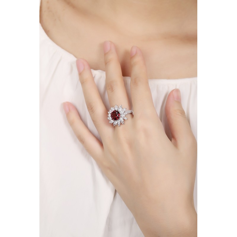 Ruif Jewelry Classic Design S925 Silver 3.67ct Natural Garnet Ring Gemstone Jewelry Ruif Jewelry Classic Design S925 Silver 3.67ct Natural Garnet Ring Gemstone Jewelry
