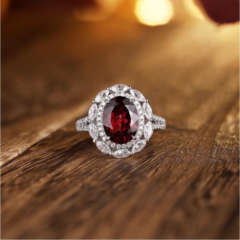 Ruif Jewelry Classic Design S925 Silver 3.26ct Natural Garnet Ring Gemstone Jewelry Ruif Jewelry Classic Design S925 Silver 3.26ct Natural Garnet Ring Gemstone Jewelry