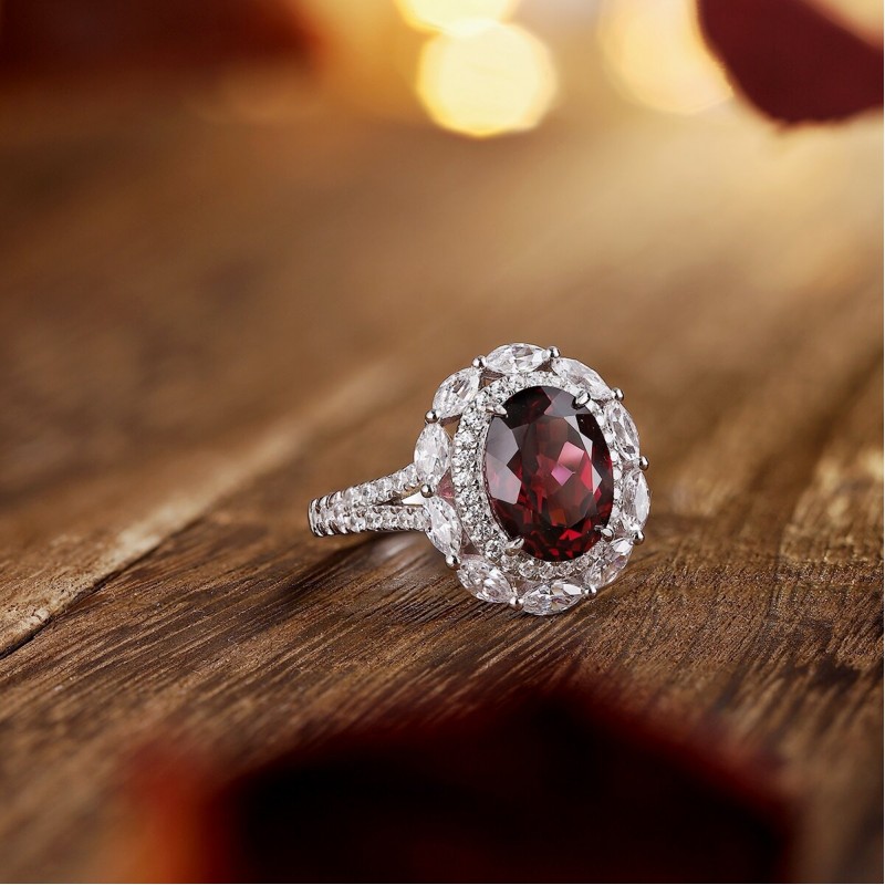 Ruif Jewelry Classic Design S925 Silver 3.26ct Natural Garnet Ring Gemstone Jewelry Ruif Jewelry Classic Design S925 Silver 3.26ct Natural Garnet Ring Gemstone Jewelry
