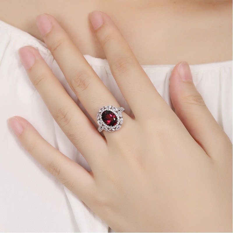 Ruif Jewelry Classic Design S925 Silver 3.26ct Natural Garnet Ring Gemstone Jewelry Ruif Jewelry Classic Design S925 Silver 3.26ct Natural Garnet Ring Gemstone Jewelry