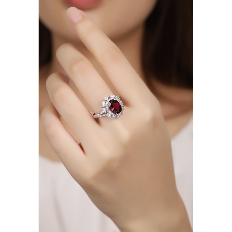 Ruif Jewelry Classic Design S925 Silver 3.26ct Natural Garnet Ring Gemstone Jewelry Ruif Jewelry Classic Design S925 Silver 3.26ct Natural Garnet Ring Gemstone Jewelry