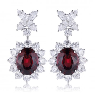 Ruif Jewelry Classic Design S925 Silver 9.3ct Natural Garnet Earrings Gemstone Jewelry