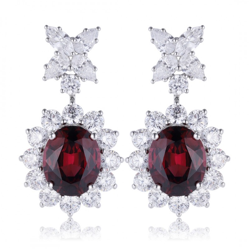 Ruif Jewelry Classic Design S925 Silver 9.3ct Natural Garnet Earrings Gemstone Jewelry Ruif Jewelry Classic Design S925 Silver 9.3ct Natural Garnet Earrings Gemstone Jewelry