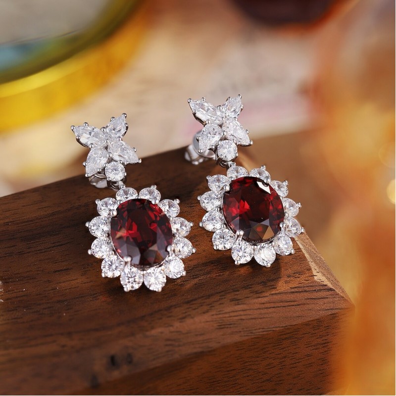 Ruif Jewelry Classic Design S925 Silver 9.3ct Natural Garnet Earrings Gemstone Jewelry Ruif Jewelry Classic Design S925 Silver 9.3ct Natural Garnet Earrings Gemstone Jewelry