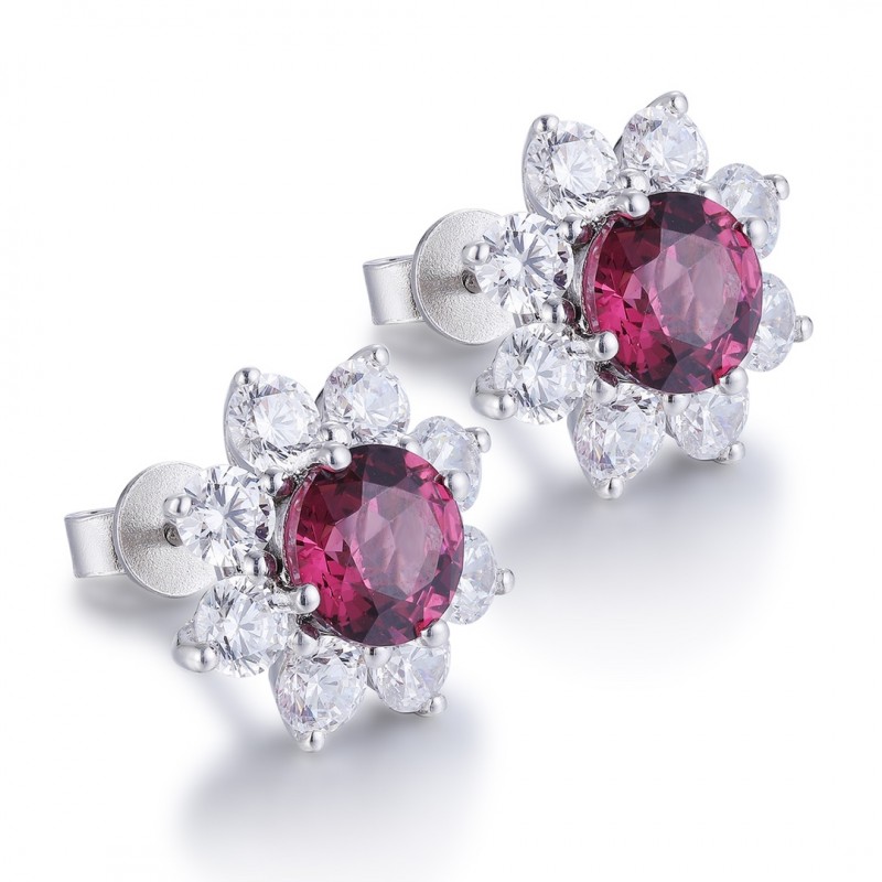 Ruif Jewelry Classic Design S925 Silver 2.77ct Natural Garnet Earrings Gemstone Jewelry