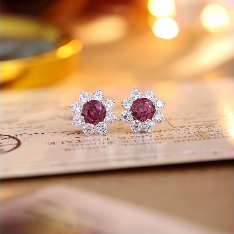 Ruif Jewelry Classic Design S925 Silver 2.77ct Natural Garnet Earrings Gemstone Jewelry