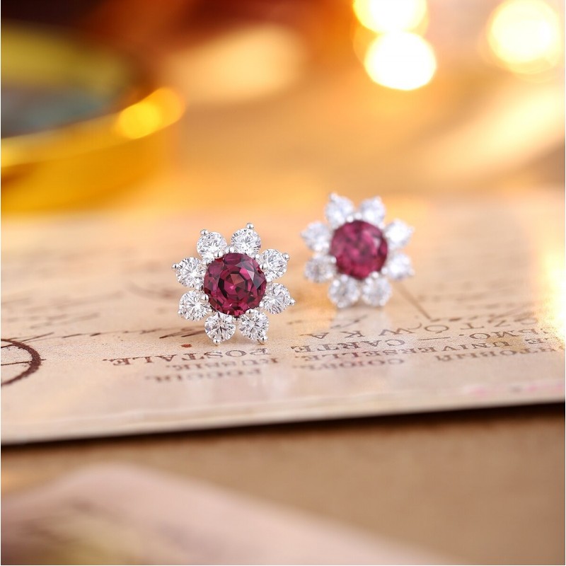 Ruif Jewelry Classic Design S925 Silver 2.77ct Natural Garnet Earrings Gemstone Jewelry