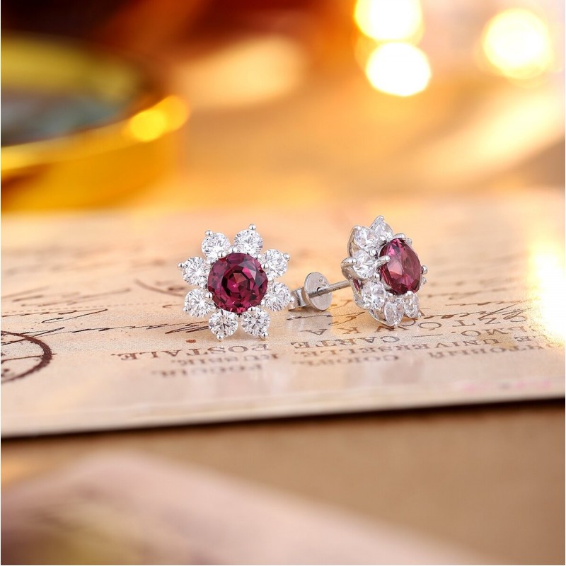 Ruif Jewelry Classic Design S925 Silver 2.77ct Natural Garnet Earrings Gemstone Jewelry