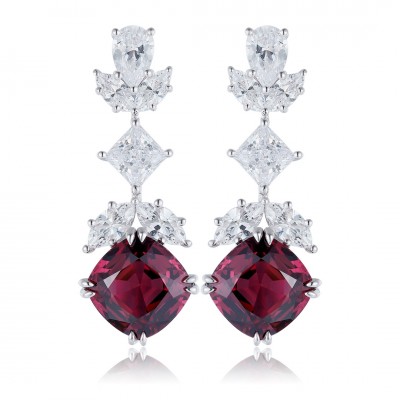 Ruif Jewelry Classic Design S925 Silver 7.9ct Natural Garnet Earrings Gemstone Jewelry