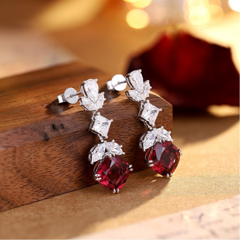 Ruif Jewelry Classic Design S925 Silver 7.9ct Natural Garnet Earrings Gemstone Jewelry Ruif Jewelry Classic Design S925 Silver 7.9ct Natural Garnet Earrings Gemstone Jewelry