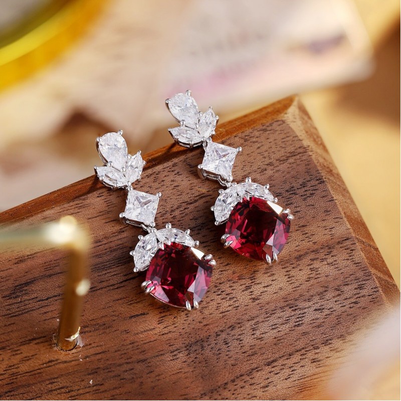 Ruif Jewelry Classic Design S925 Silver 7.9ct Natural Garnet Earrings Gemstone Jewelry Ruif Jewelry Classic Design S925 Silver 7.9ct Natural Garnet Earrings Gemstone Jewelry