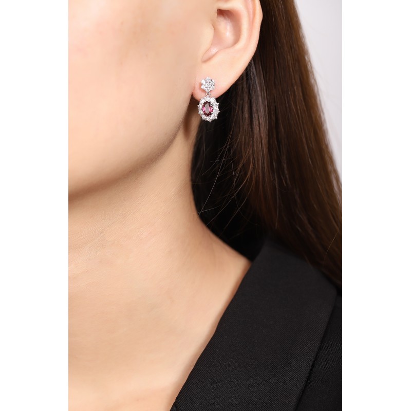Ruif Jewelry Classic Design S925 Silver 2.07ct Natural Garnet Earrings Gemstone Jewelry
