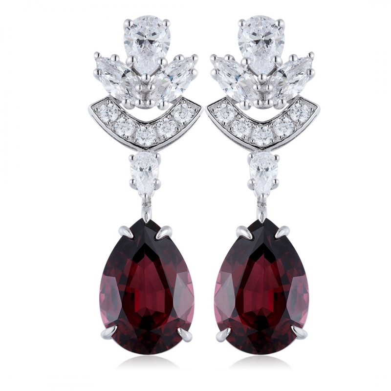 Ruif Jewelry Classic Design S925 Silver 18.22ct Natural Garnet Earrings Gemstone Jewelry