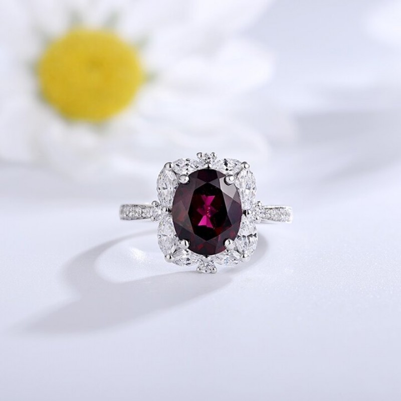 Ruif Jewelry Classic Design S925 Silver 3.07ct/2.86ct Natural Garnet Ring/Necklace Gemstone Jewelry Ruif Jewelry Classic Design S925 Silver 3.07ct/2.86ct Natural Garnet Ring/Necklace Gemstone Jewelry