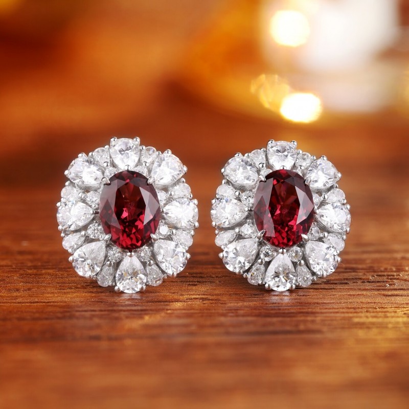 Ruif Jewelry Classic Design S925 Silver 3.1ct Natural Garnet Earrings Gemstone Jewelry Ruif Jewelry Classic Design S925 Silver 3.1ct Natural Garnet Earrings Gemstone Jewelry